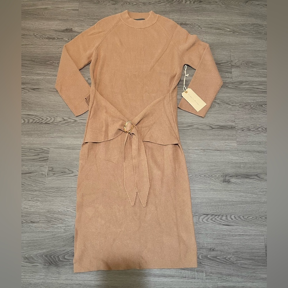 NWT Sunday in Brooklyn Tan Long Sleeve Dress